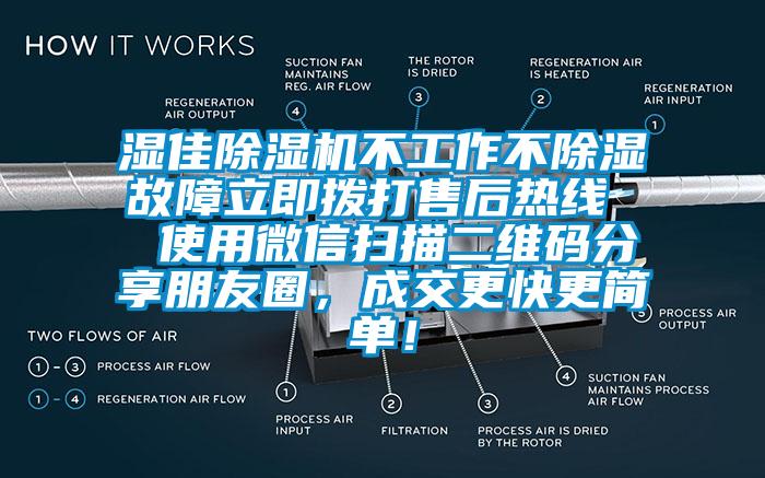 濕佳除濕機(jī)不工作不除濕故障立即撥打售后熱線(xiàn)  使用微信掃描二維碼分享朋友圈，成交更快更簡(jiǎn)單！